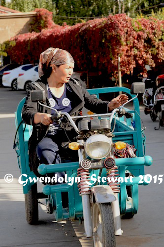 Three-Wheeler, Kumtag, Xinjiang, China, Photographed by Gwendolyn Stewart, c. 2015; All Rights Reserved